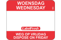 Code label Wednesday gone by Friday Label Fresh Easy Red Paper 500 piece(s) 1